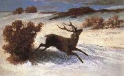 Gustave Courbet The deer running in the snow Spain oil painting artist